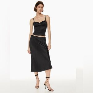 Aritzia Wilfred Ambience Black silk skirt size 0 sits low sold out